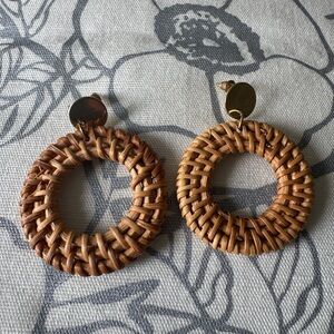 Woven Rattan Hoop Earrings